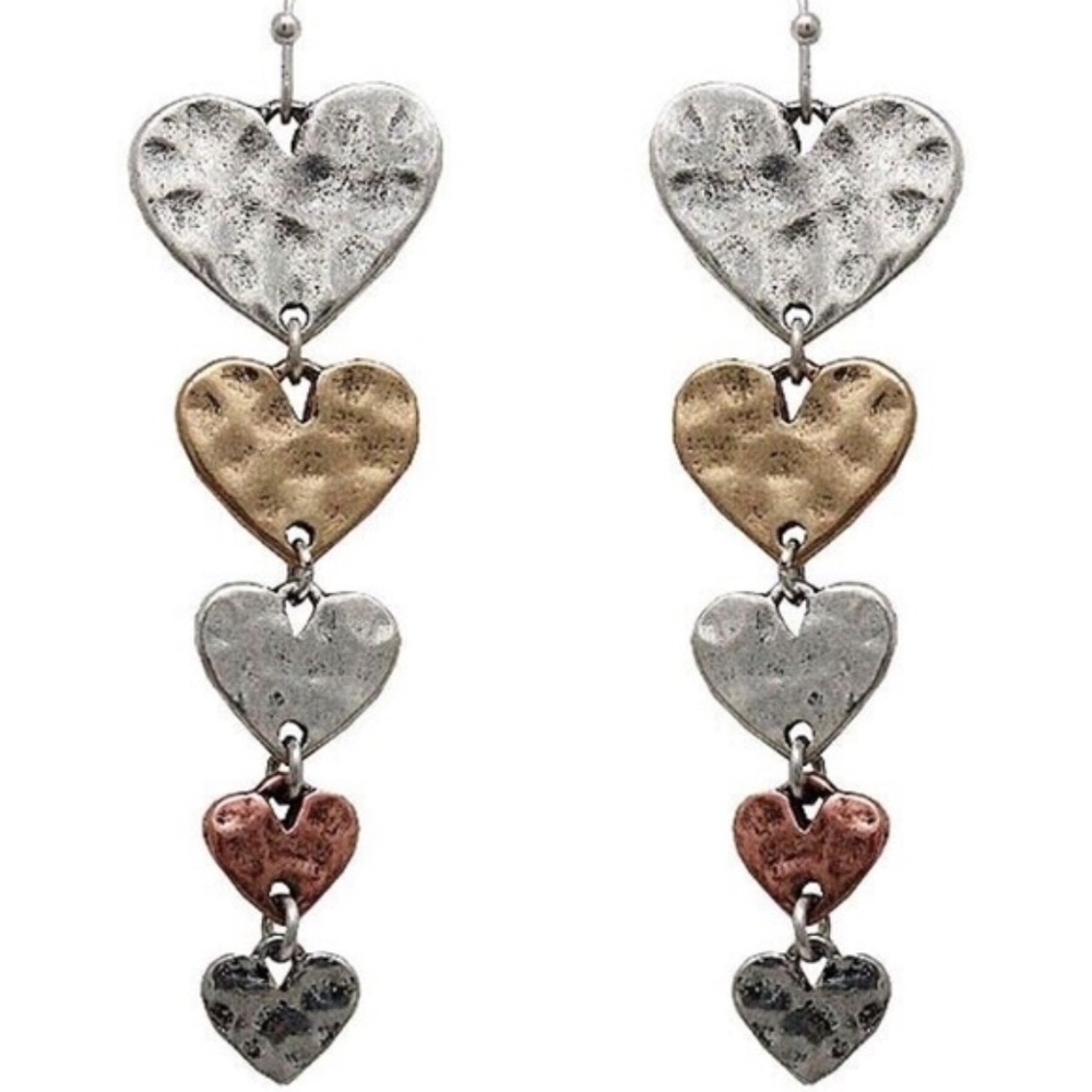 Womens Heart Drop Dangle Metal Fashion Earrings